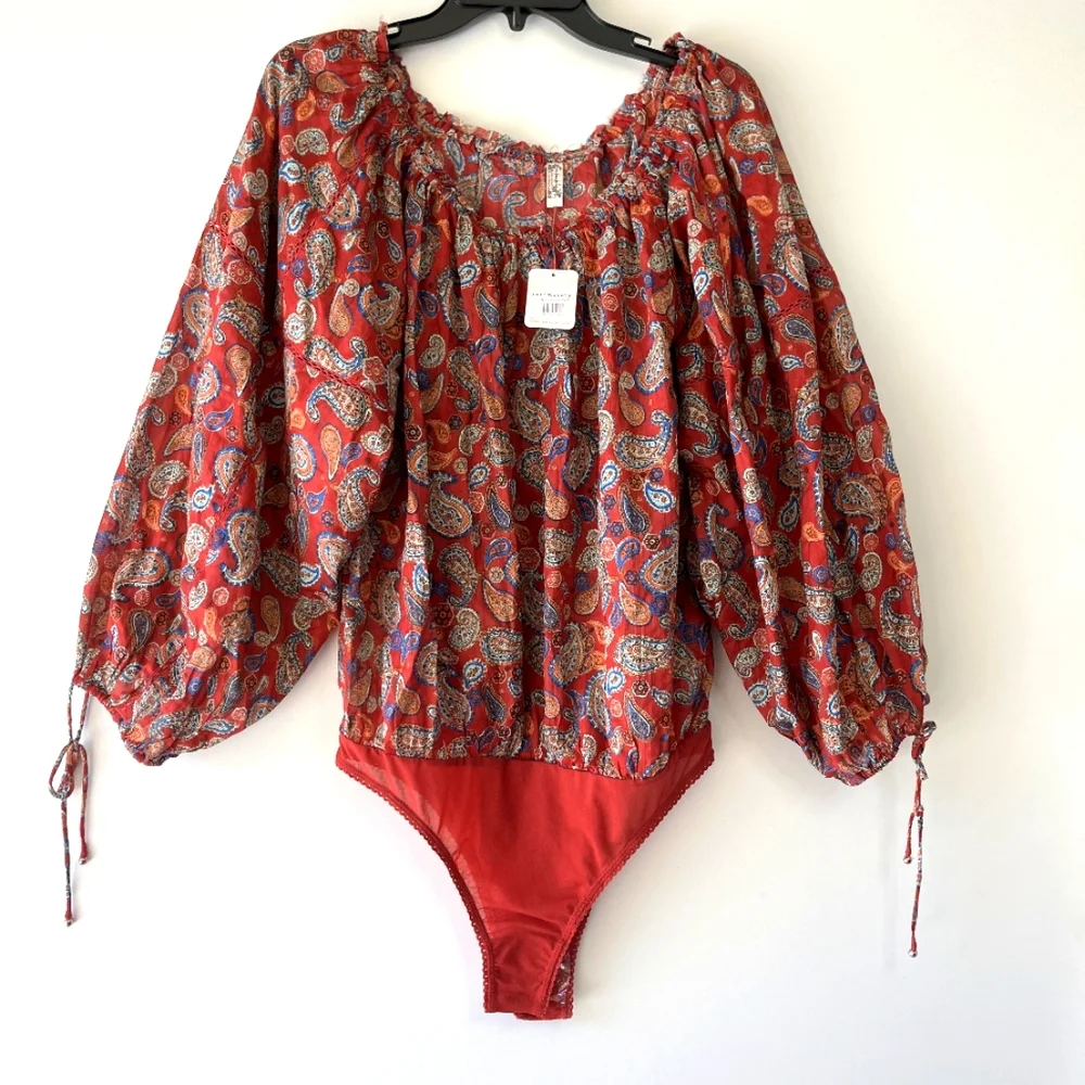 FreePeople sundown paisley long sleeve bodysuit - Picture 2 of 11